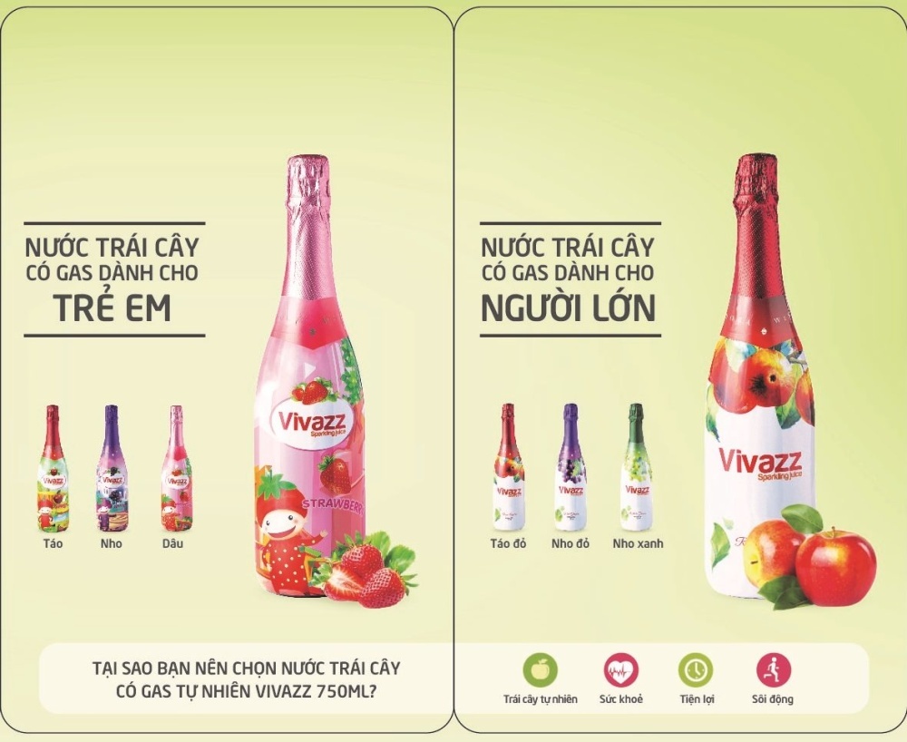 Nước Trái Cây Có Gas Vivazz Sparkling Juice Người Lớn Táo Đỏ R0106015 (720ml)